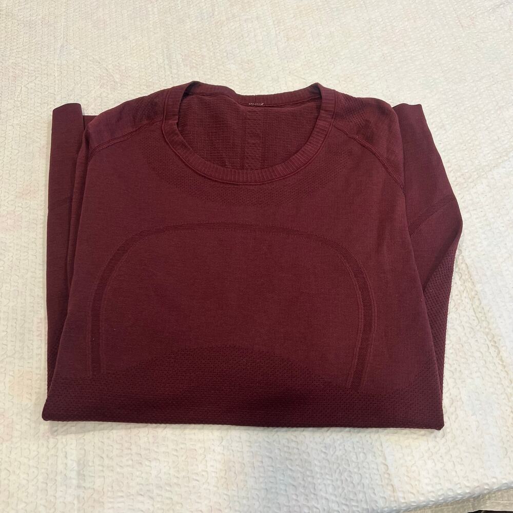 Lululemon burgundy swiftly tech long sleeve 12 women